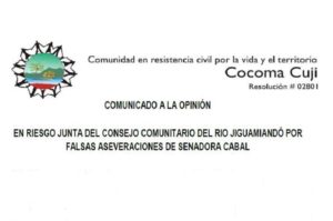 Comunicado Consejo Comunitario Jiguamiandó