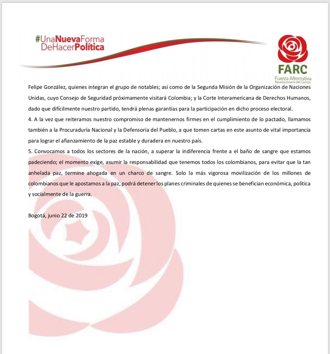Declaración FARC